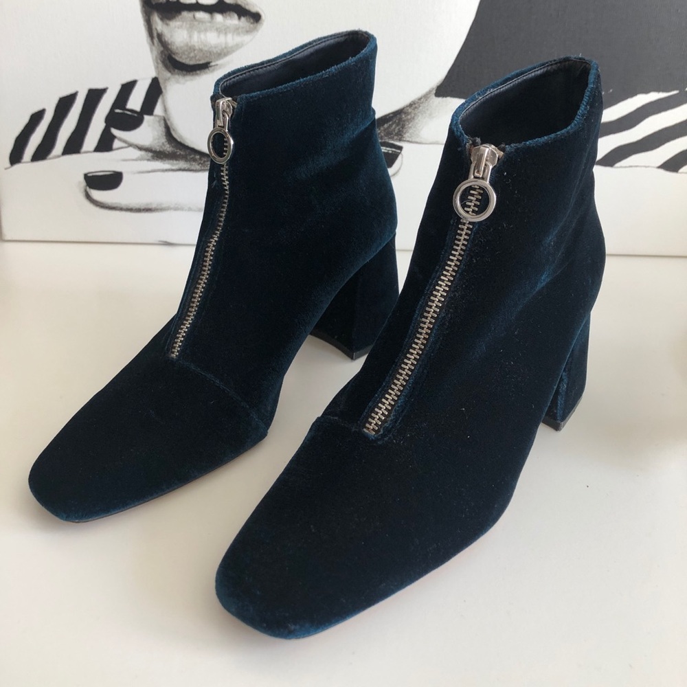 Dark blue Blue velvet Zara ankle boots